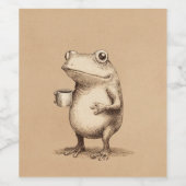 Frog with Coffee – Whimsical Vintage Animal ワインラベル (シングルラベル)