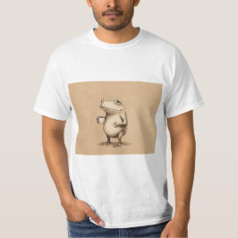 Frog with Coffee – Whimsical Vintage Animal Tシャツ