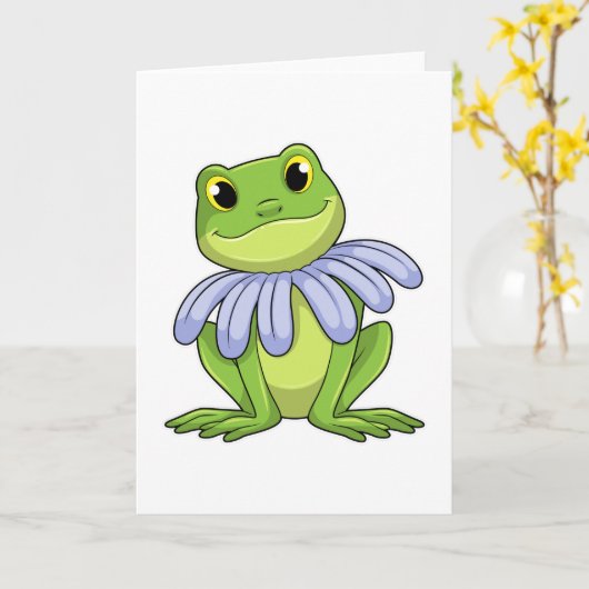 Frog with Daisy カード (黄色い花)