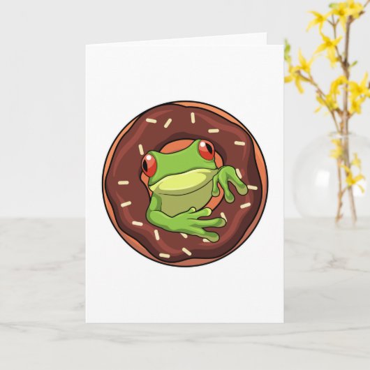 Frog with Donut カード (黄色い花)