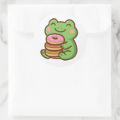 Frog With Donuts – Cute Animal Sticker ラウンドシール (バッグ)