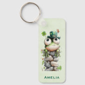  Frog with Green Hat and Shamrock Cute キーホルダー (正面)