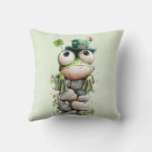 Frog with Green Hat and Shamrock Cute クッション (裏面)