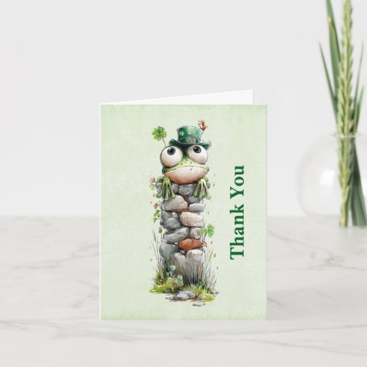 Frog with Green Hat and Shamrock Cute サンキューカード (正面)