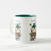 Frog with Green Hat and Shamrock Cute ツートーンマグカップ (正面左)