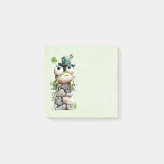Frog with Green Hat and Shamrock Cute ポストイット (正面)