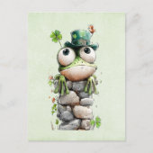 Frog with Green Hat and Shamrock Cute ポストカード (正面)