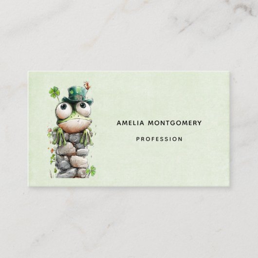 Frog with Green Hat and Shamrock Cute 名刺 (正面)