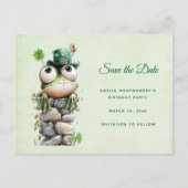 Frog with Green Hat and Shamrock Cute 案内ポストカード (正面)