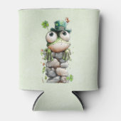 Frog with Green Hat and Shamrock Cute 缶クーラー (正面)