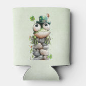 Frog with Green Hat and Shamrock Cute 缶クーラー (裏面)