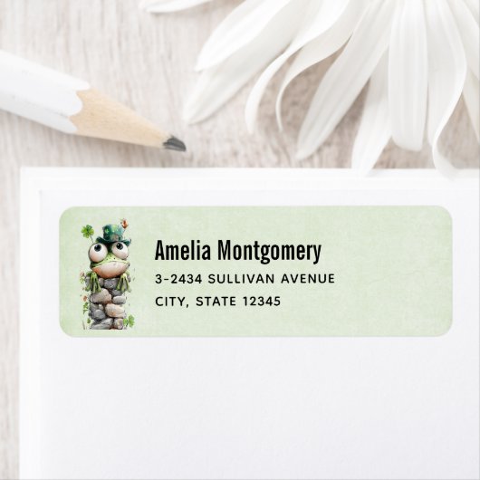 Frog with Green Hat and Shamrock Cute - Address ラベル (インサイチュ)