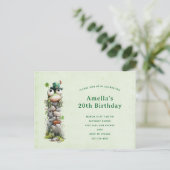 Frog with Green Hat and Shamrock Cute Birthday インビテーションポストカード (スタンド正面)