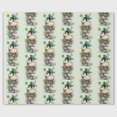 Frog with Green Hat and Shamrock Cute Pattern ラッピングペーパー (フラット)