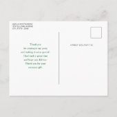 Frog with Green Hat and Shamrock Cute Thank You ポストカード (裏面)