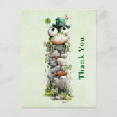 Frog with Green Hat and Shamrock Cute Thank You ポストカード (正面)
