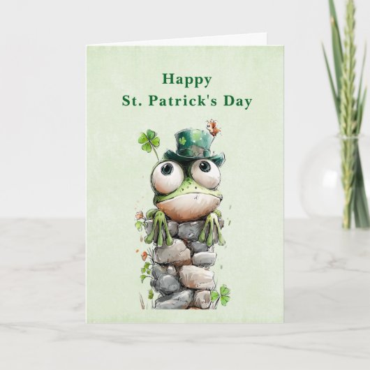 Frog with Green Hat and Shamrock St. Patrick's Day シーズンカード (正面)