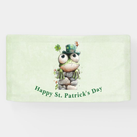 Frog with Green Hat and Shamrock St. Patrick's Day 横断幕 (横)