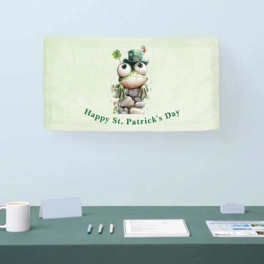 Frog with Green Hat and Shamrock St. Patrick's Day 横断幕 (トレードショー)