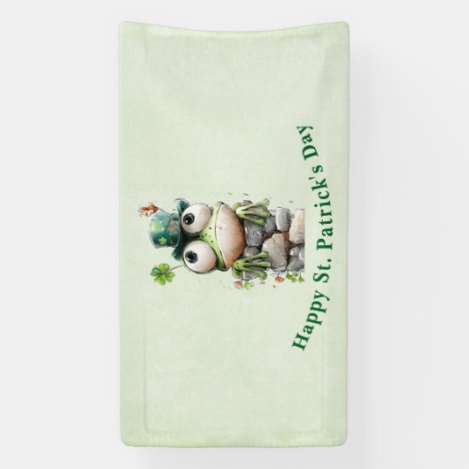 Frog with Green Hat and Shamrock St. Patrick's Day 横断幕 (縦)