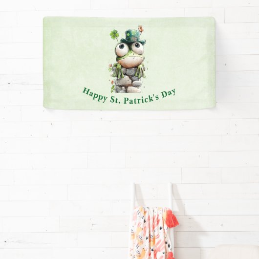 Frog with Green Hat and Shamrock St. Patrick's Day 横断幕 (インサイチュ)