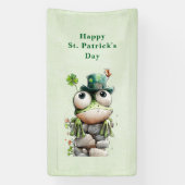 Frog with Green Hat and Shamrock St. Patrick's Day 横断幕 (縦)