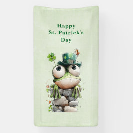 Frog with Green Hat and Shamrock St. Patrick's Day 横断幕