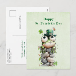 Frog with Green Hat Cute St. Patrick's Day シーズンポストカード