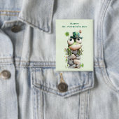 Frog with Green Hat Cute St. Patrick's Day 缶バッジ (インサイチュ)
