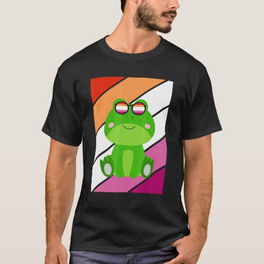 Frog With Pride Lesbian Flag LGBTQ Proud Ally Prid Tシャツ (正面)