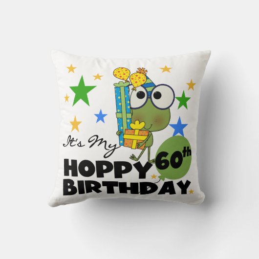 Froggieのホップの豊富な第60誕生日 クッション (裏面)