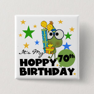 Froggieのホップの豊富な第70誕生日 缶バッジ