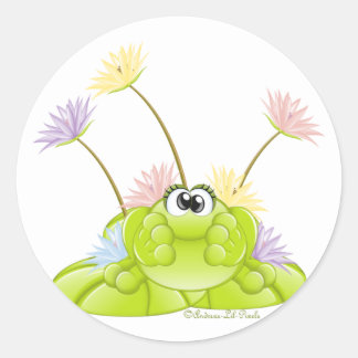 Froggie n Liliesステッカー ラウンドシール