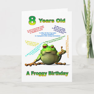 Froggyの友人のfroggyが付いている第8バースデー・カードは冗談を言います カード
