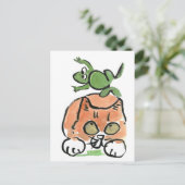 Froggyは子ネコを跳躍しています ポストカード (スタンド正面)