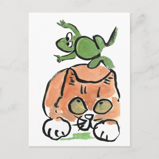 Froggyは子ネコを跳躍しています ポストカード (正面)