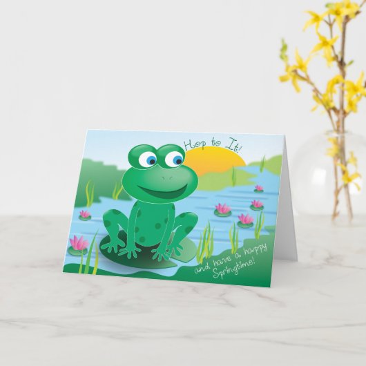Froggy -挨拶状 カード (黄色い花)