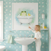 Froggy Bath Time Fun Kids Bathroom Wall Art ポスター