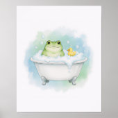 Froggy Bath Time Fun Kids Bathroom Wall Art ポスター (正面)