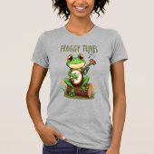 Froggy Tunes: かわいいカエルがバンジョーを弾くよ Tシャツ (正面)