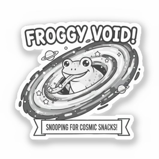 Froggy Void Funny Space Frog Cartoon シール (正面)