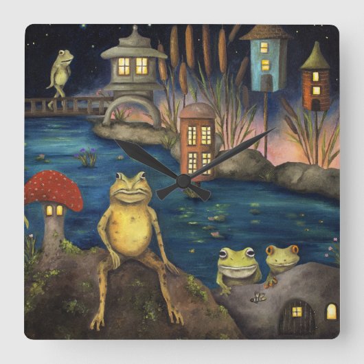 Frogland スクエア壁時計 (正面)