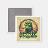 Frogman Square Magnet 2" x 2" マグネット (正面/裏面)