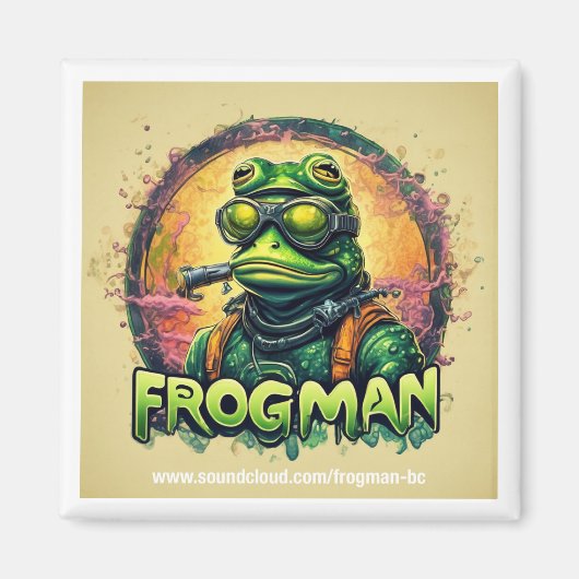 Frogman Square Magnet 2" x 2" マグネット (正面)