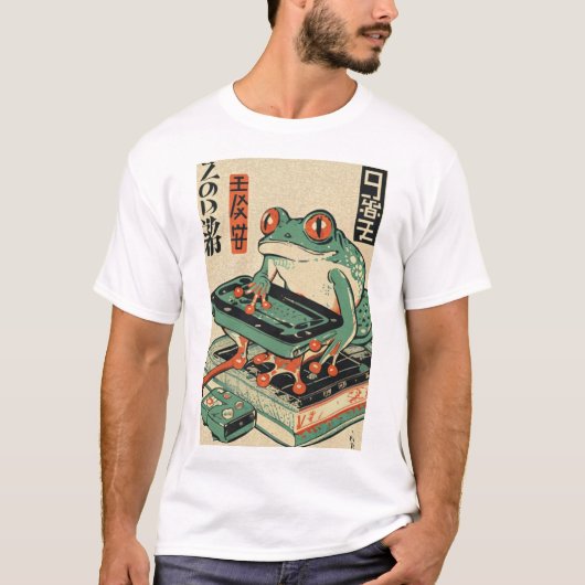 Frog's 遊 Pc Games, Ukiyo-e Frog Art，カエル Tシャツ (正面)
