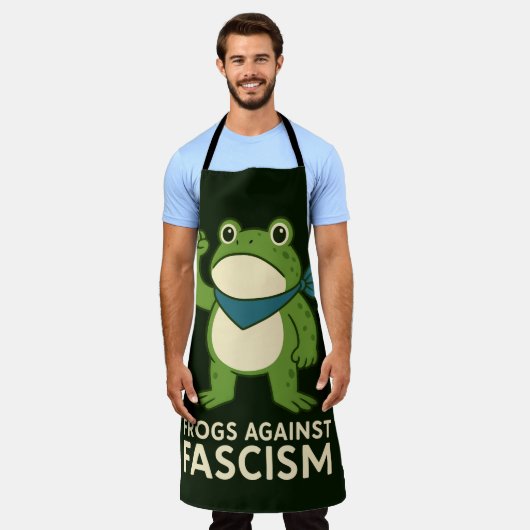 Frogs Against Fascism Portland Frog Protest エプロン (着用した状態)