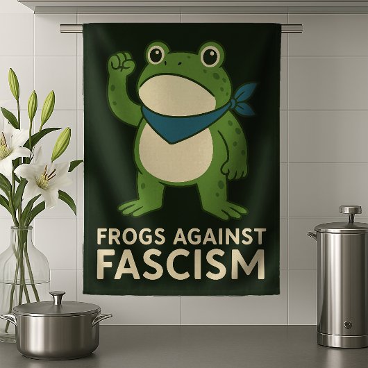 Frogs Against Fascism Portland Frog Protest キッチンタオル