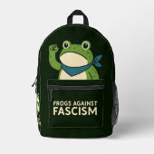 Frogs Against Fascism Portland Frog Protest プリントバックパック (正面)