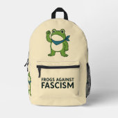 Frogs Against Fascism Portland Frog Protest プリントバックパック (正面)