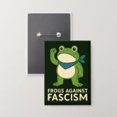 Frogs Against Fascism Portland Frog Protest 缶バッジ (正面/裏面)